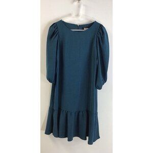 DKNY Teal Blue Long Sleeve Chiffon/Light/Breathable Shift Dress New Size 4 🩵